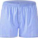 Mens Cotton Boxers Funny Woven Pattern Plaid Boxer Shorts Inseam Pajamas Single Pack (Medium, 1pcs-light Blue Checkered)