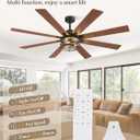 65 Inch Ceiling Fans with Lights, Farmhouse Ceiling Fan with Lights and Remote, Dual Finish 8 Blades Black Caged Rustic Ceiling Fans with 6 Speed Reversible Motor for Indoor/Covered Outdoor