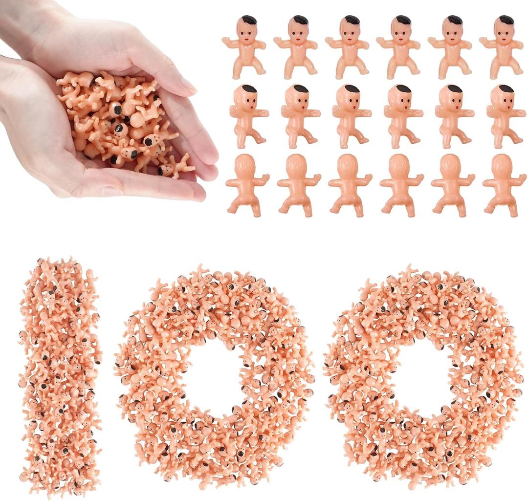 100 PCS Mini Babies for Baby Shower Games, 1 Inch Plastic Babies Bulk for King Cake & Ice Cube, Tiny Baby Figurines for My Water Broke Game (Vanilla Cream)