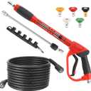 Tool Daily Pressure Washer Gun and Hose Kit, 25 FT Power Washer Hose and Replacement Wand Extension, 5 Nozzle Tips, M22-14 Fitting, 3600 PSI