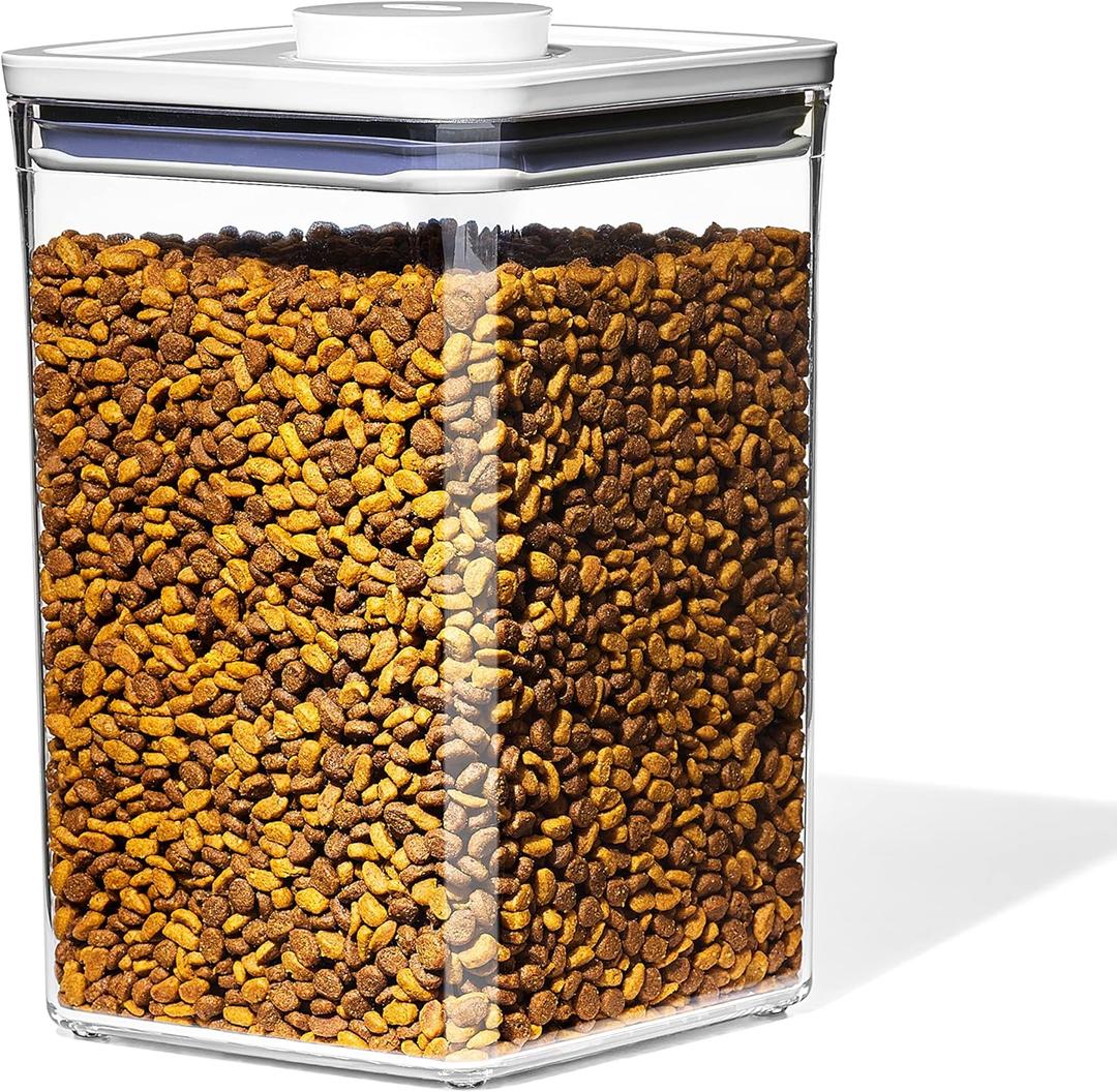OXO Good Grips Pet POP Container  4.4 Qt/4.2 L with Scoop |Ideal for up to 4lbs of Dog Food or 3.5lbs of Cat Food, Airtight Storage Container, BPA Free
