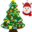 2 x Flechllary 3ft DIY Felt Christmas Tree for Toddlers, Set Plus Snowman Advent Calendar with 33 Removable Ornaments, Wall Hanging Xmas Gift for Kids with String Lights (Batteries Not Included)