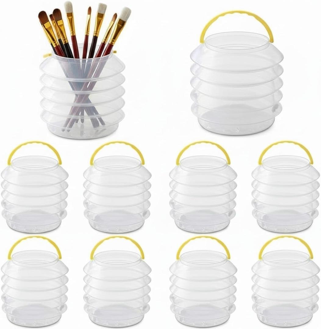 Meekoo 10 Pcs Paint Water Cup Collapsible Paint Brush Washer Plastic Portable Watercolor Brush Holder Foldable Washing Buckets Multifunctional Organizer Cleaner Tool for Watercolor Oil Painting