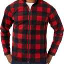 Amazon Essentials Men's Full-Zip Fleece Jacket (Medium, Black Red Buffalo Plaid)