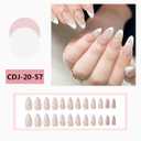 French Tip Press on Nails Long Fake Nails White Tips False Nails Full Cover Gradient Wearable Nails Reusable Glue on Nails Ballet Nails for Women and Girls Daily Wear Nails Decoration 24Pcs