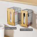 2 Pack Grocery Bag Holder, Wall Mount Bag Holder for Plastic Bags for Grocery Shopping Garbage Trash Bag Organizer with Bamboo Top for Kitchen, Pantry, Under Sink and Garage, Black