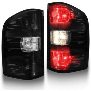MAYELLO Smoked Black Tail Lights with Red Bulbs fit for 20072013 Chevy Silverado 1500, 20072014 Silverado 2500/3500 Single Rear Wheel, Plug & Play Upgrade Murdered Out Rear Lamps