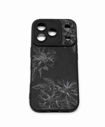 Case for iPhone 17 Pro Max Black Floral Flower Pattern Print Design Soft TPU Full Camera Lens Anti-Drop Anti-Scratch Shockproof Protective Slim Cover for Women Girls