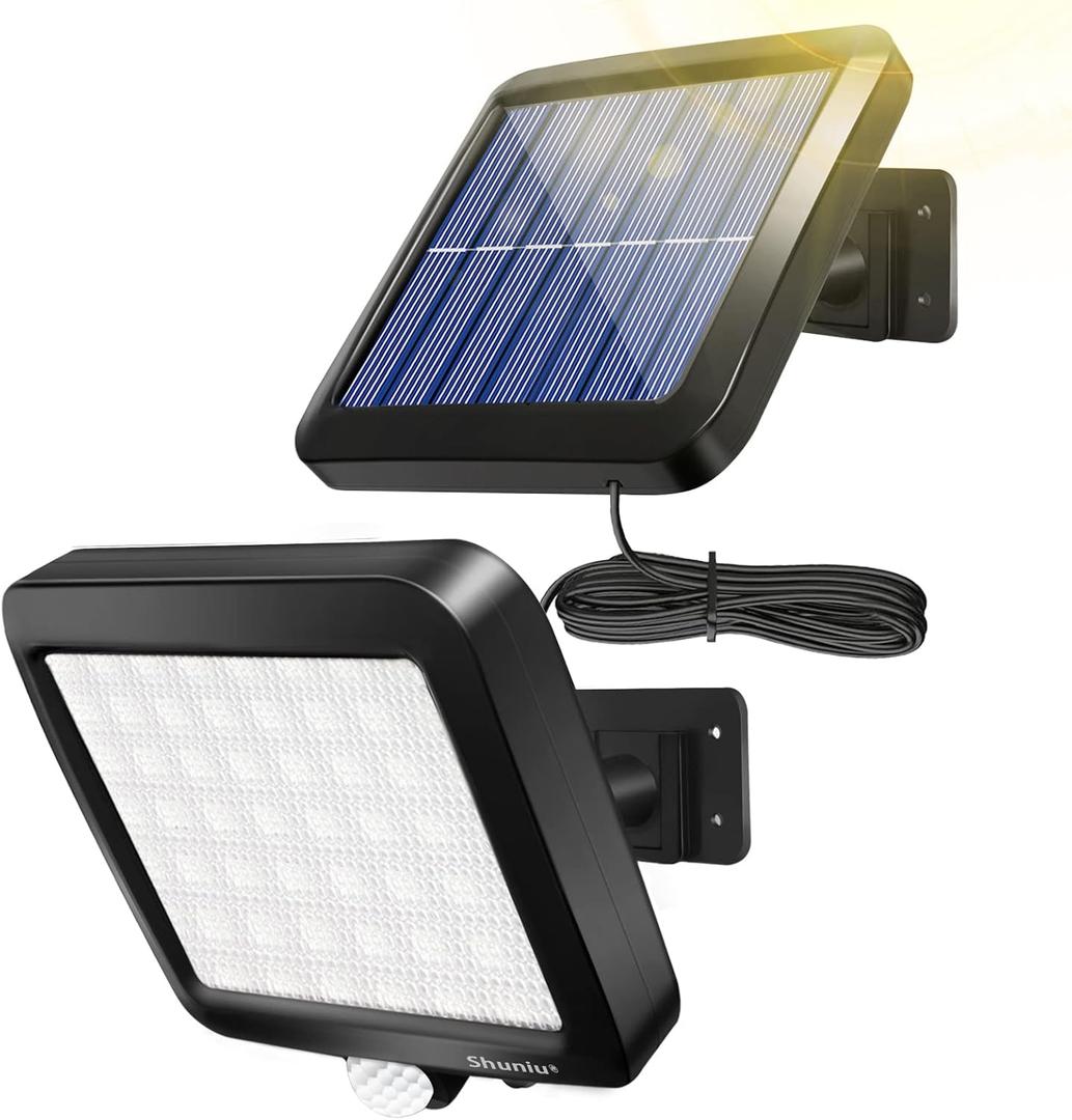 Shuniu Solar Wall Lights Outdoor with Motion Sensor, 56 LEDs Ultra Bright IP65 Waterproof Separable Solar Porch Light, 16.4 ft Cord Security Light for Patio Yard Deck Garage Driveway Porch Fence