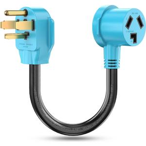 CircleCord Dryer Adapter Cord 3 Prong to 4 Prong Blue, 3P Older Dryer to 4P Newer House, Dryer Convert Cord NEMA 14-30P Plug to NEMA10-30R Receptacle, 30A 220V 10 AWG STW, ETL Listed