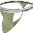 Men G-String T-Back Thongs Cotton Breathable Underpants Jock Strap for Male Athletic Supporters (Green, S)