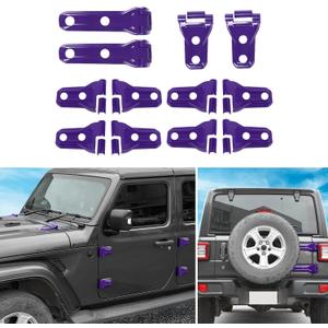 12PCS Full Set Exterior Decoration Trim Kit Fit for 2018-2026 Jeep Wrangler JL JLU,Door Hinge Engine Hood Hinge Tailgate Hinge Cover (Purple)