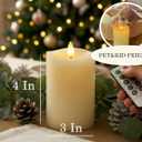 Flameless Pillar Candles Flickering with Remote Timer, Battery Operated LED Candles Up to 400 Hours, 3D Moving Flame Real Wax Candles. (Ivory Melted Top)