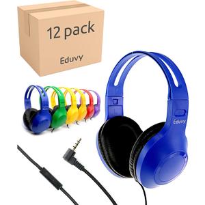 Bulk Headphones for Classroom with Microphone, Heavy-Duty School Pack Wired Headphones for Students. Teacher Must Haves Supplies from Elementary to College (12 Pack Mixed Color)