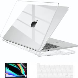 EooCoo Case Compatible with MacBook Pro 13 inch M2 2024 2023 2022-2016 Release M1 A2338 A2289 A2251 A2159 A1989 A1706 A1708 Protective Hard Case with Keyboard Cover, Screen Protector, Crystal Clear