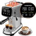 Espresso Machines 20 Bar with LED Touchscreen, Adjustable Temperature(185~203F) Timing(25~60s), Compact Stainless Steel Coffee Maker with Milk Frother Steam Wand for Home Cappuccino & Latte Maker