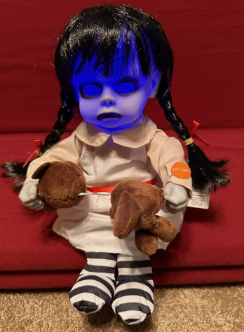Halloween Animated Haunted Baby Girl Doll With Bear