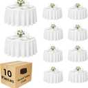 Craft And Party 10 Pack 90 Inch White Round Tablecloth, Polyester Fabric Washable Table Cloth for Home, Party, Wedding or Restaurant Use