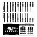 Ball End Hex Allen Wrench Drill Bit Set (24 Pack - Metric & SAE Sizes - Magnetic Tipped) - Hardened CR-MO Steel Hexagonal Bits - Perfect Replacement for Ball End Allen Wrenches & Hex Keys