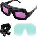 A.I.FORCE Auto Darkening Welding Goggles, Solar Powered True Color Anti-Glare Safety Welding Glasses for TIG MIG MMA Plasma Welding, Lightweight Welders Glasses with Protective Lens and Elastic Band