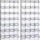 REGELETO 2 Pack 28 Pocket Over the Door Shoe Organizer, Hanging Shoe Rack for Door Large Capacity Shoe Organizer Holder with 4 Metal Hooks (White-2Pack)