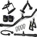 LAT Pulldown Attachments Combo, Cable Machine Accessories with Curl Pulldown Bar, Fit Most Gym Machines, Made of Heavy Duty Solid Steel