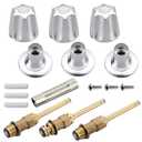 gcbcrit 39619 Bathtub Shower Handle Remodel/Rebuild Trim Kit, Shower Knob 3 Piece for Price Pfister Verve Faucets, Includes 12H-2H, 12H-2C, 12H-18D Stems and Tubs knob Handle and Flange Base (Chrome)
