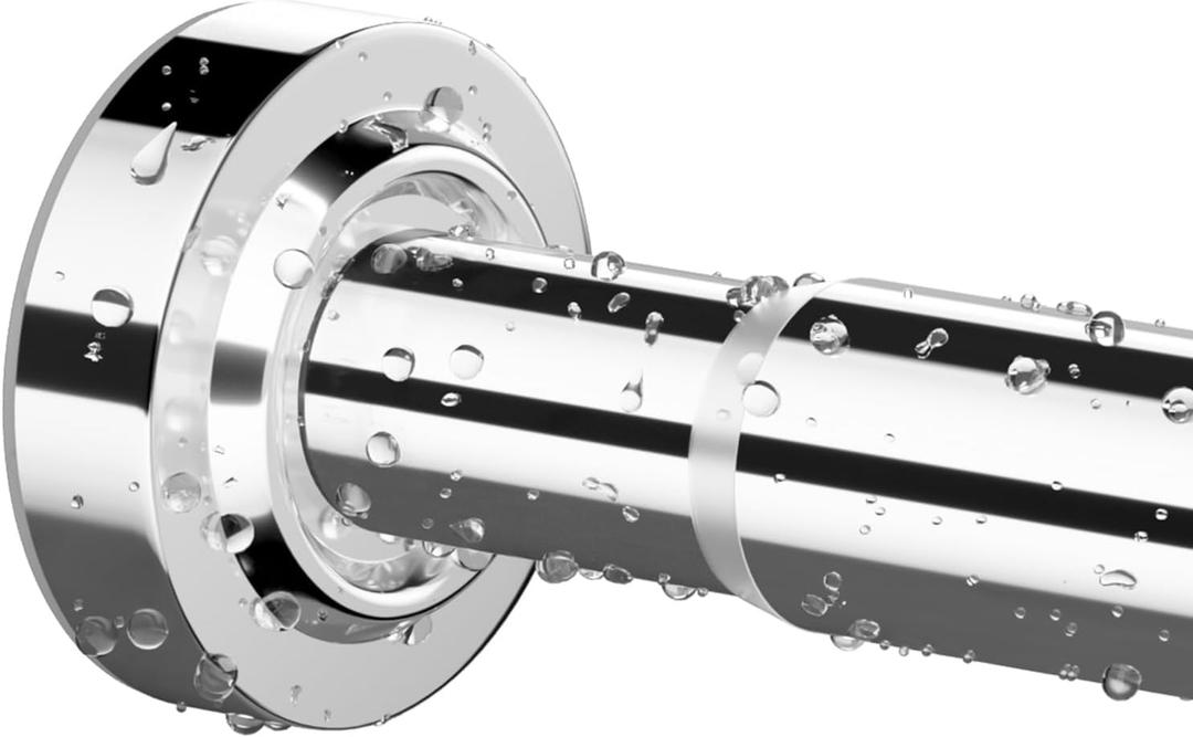 Shower Curtain Rod 34-66 Inches Never Rust 304 Stainless Steel Tension Curtain Rod Adjustable Shower Rod Spring Tension Non-Slip No Drilling Shower Rods for Bathroom Window