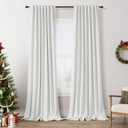 Guken Off White Blackout Curtains 102 Inch Length 2 Panels Set for Living Room Bedroom Back Tab Thermal Insulated 100% Black Out Linen Drapes Room Darkening Window Curtains 102 Inches Long
