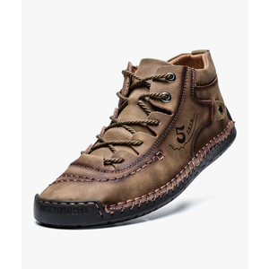 alcubieree Mens Casual Leather Shoes Ankle Chukka Boots Slip On Lightweight Loafers Mid top Walking Driving Shoes for Male 11.5