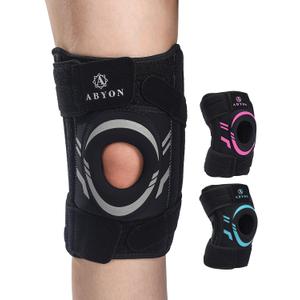ABYON Knee Brace for Knee Pain, Meniscus Tear & Arthritis [Patented] Medical-Grade Compression Knee Support with Side Spring Stabilizers & Patella Gel Pad Adjustable Wrap Patella Stability for Men Women  See How to Size Video Before Ordering (Medium, Black-Gray)
