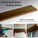 ROGMARS 36 Inches Long Walnut Floating Shelves,Rustic Solid Wood Farmhouse Wall Shelves with Invisible Brackets for Bathroom, Living Room, Bedroom, Kitchen Set of 2