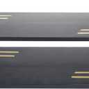 Deco 79 Marble Living Room Decor Tray Ottoman Tray with Gold Handles, Set of 2 Serving Tray 22", 18"W, Black