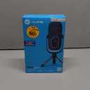 JLab Epic Talk USB Gaming Streaming Microphone, White, USB-C Output, Cardioid, Omni, Stereo, Bi-Directional, 192k Sample Rate, Volume Control, Gain Control, and Quick Mute, 3.5mm AUX, Plug and Play