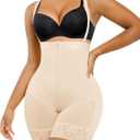 SHAPELLX Fajas Colombianas Shapewear for Women Tummy Control Plus Size Postpartum Body Shaper Butt Lifting Bodysuit (Beige, S)