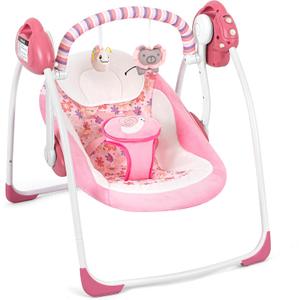 Baby Swings for Infants, Powered by Power Cord (Included) and Batteries for Indoor/Outdoor Use, Easy-Fold Infant Swing, Electric Baby Swing for 0-9 Months 6-25 lbs (D93881 PINK)