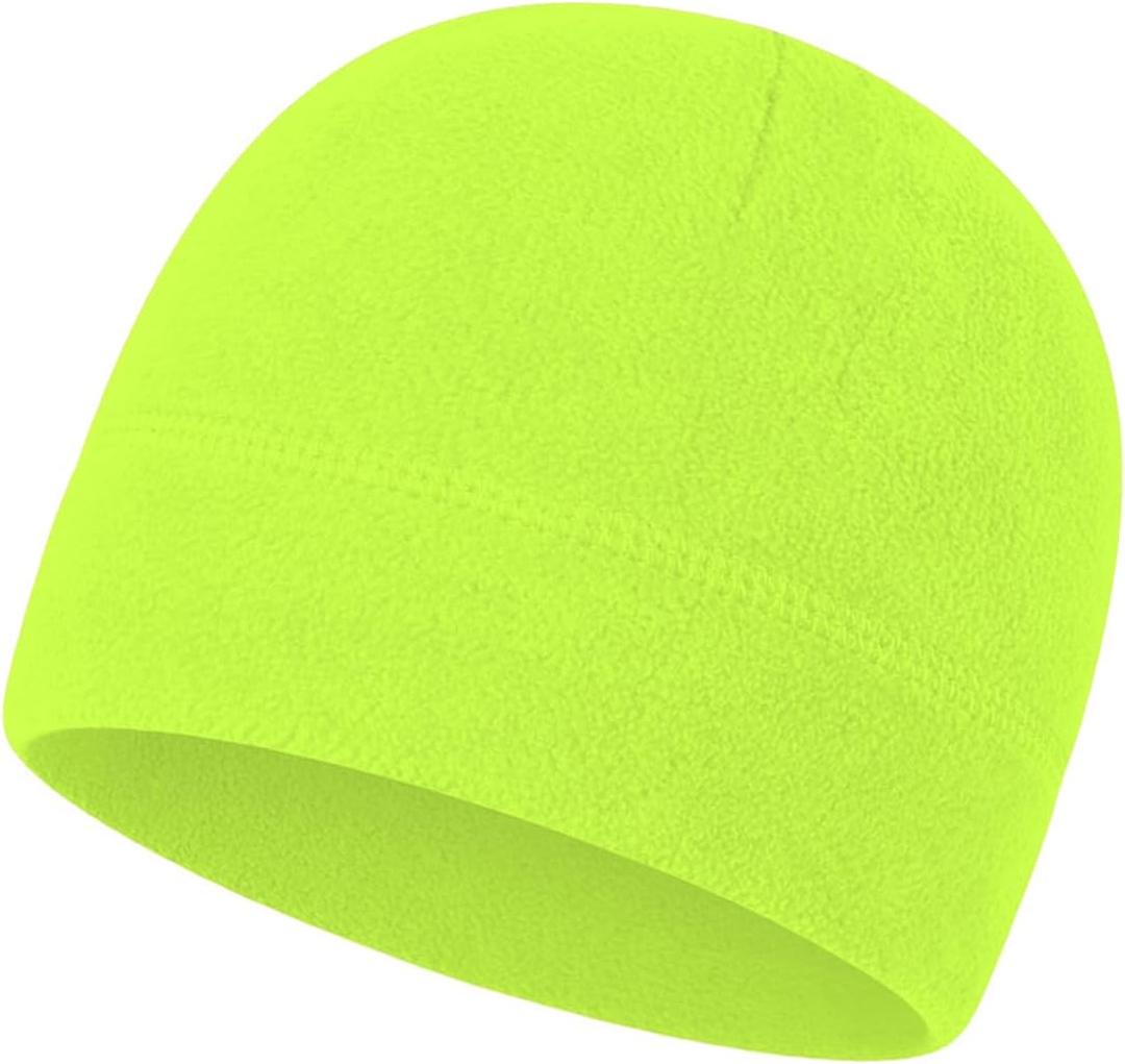 Warm Fleece Beanie Soft Skull Cap Lightweight Watch Caps Winter Hat for Men and Women (Neon Green)