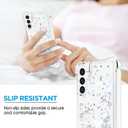ANSHOW Glitter Case for Samsung Galaxy S24/S25, Shockproof Clear TPU with Screen Protector, Bling Glitters, Silver
