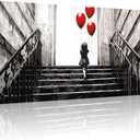 Lapremoly Large Canvas Wall Art For Bedroom Wall Decor For Living Room Office Decor Banksy Black And White Abstract Wall Painting Kid Graffiti Street Pictures Artwork Girl Room Home Decorations Size: 48L" x 24W"