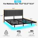 Floating Full Bed Frame with LED Lights & Charging Port,Metal Platform Bed Frame Full Size with Headboard,No Box Spring Needed,Easy to Assemblely,Noise Free,Heavy Duty Black Bed Frame
