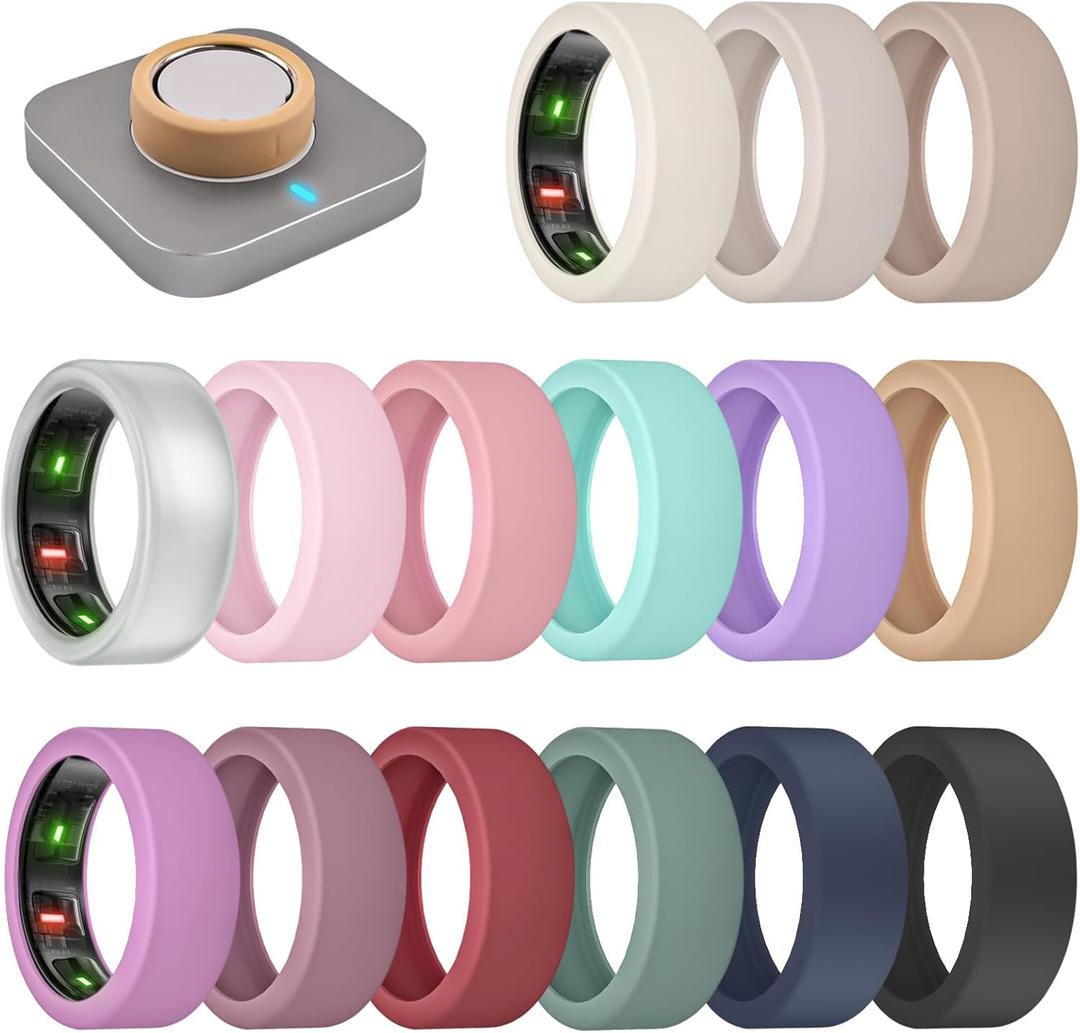 15 Pack Ultra-Thin Ring Covers Compatible with Oura Ring Gen 4/3 Cover, Anti-Scratch Silicone Protector Accessories for Women Men (S for 6/7/8/9/10)