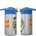 Zak Designs Toy Story 4 Buzz & Woody 15.5 ounce Water Bottle, One Hand Operation Action Lid and Built-in Carrying Loop, with Straw is Perfect for Kids