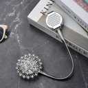 SUQ I OME 2 Pack of Crystal Curtain Magnetic Tieback Flower Curtain Clips Buckle with Stretchy Wire Rope Curtain Holdbacks for Home Office Decoration