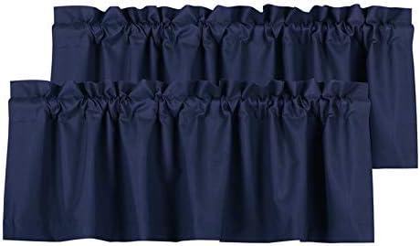 Valea Home Blackout Valance Curtains Waterproof Soft Rod Pocket Valance for Kitchen and Bathroom Window Room Darkening Valances for Bedroom, 1 Panels, 52 inch x 18 inch, Navy Blue