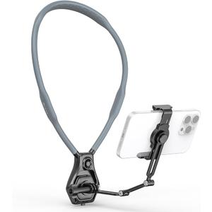 AMAZEAR Hands-Free Neck Mount for Phone & Action Camera - Adjustable Neckband Holder for iPhone, Android, POV Vlog Recording with Secure QR Magnetic Base, Elastic Anti-Shake Chest Strap