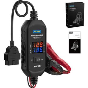 AUTOOL OBD II Car Memory Saver Cable 12V Vehicle ECU Emergency Power Supply Cable Digital Display OBD II Battery Leakage Detective Kit with 3A Fuse & 2 Alligator Clips