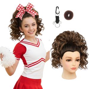 SEIKEA Cheer Ponytail Hair Piece, Lightweight Curly Cheerleader Hairpiece Realistic Natural Soft 14" Ponytail Extension for Cheerleader Competition Dance for Girls Teens Mocha Melt