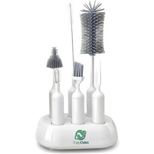 6-in-1 Bottle Brush Set with Holder Multipurpose Cleaning Kit for Baby Bottles, Reusable Water Bottles, Straws, and Lids BPA-Free, Compact Storage
