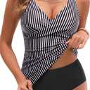 Yonique Tankini Swimsuits for Women Tummy Control Bathing Suits Two Piece Tankini Tops with Bikini Bottoms Twist Swimwear (M)