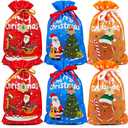 6pcs Cloth Christmas Gift Bags for Medium Sized PresentsReusable Fabric Drawstring Christmas Gift Bags Set and 12 Gift TageClassic Holiday Colors-Red Blue Orange Xmas Gift Bag10.2 x 14.17 inch